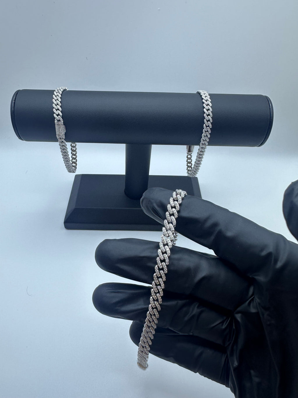 6mm Silver Moissanite Cuban Bracelet