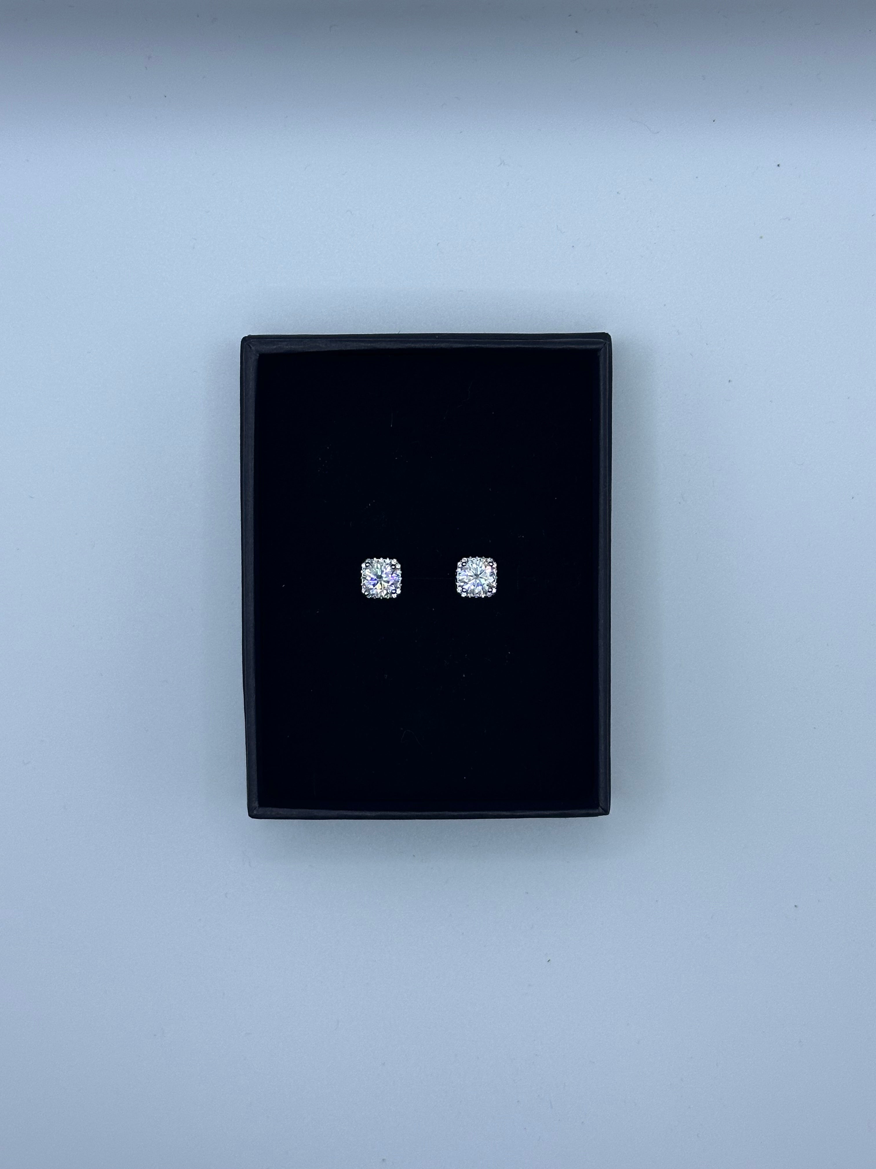 Moissanite Silver 1ct Earrings