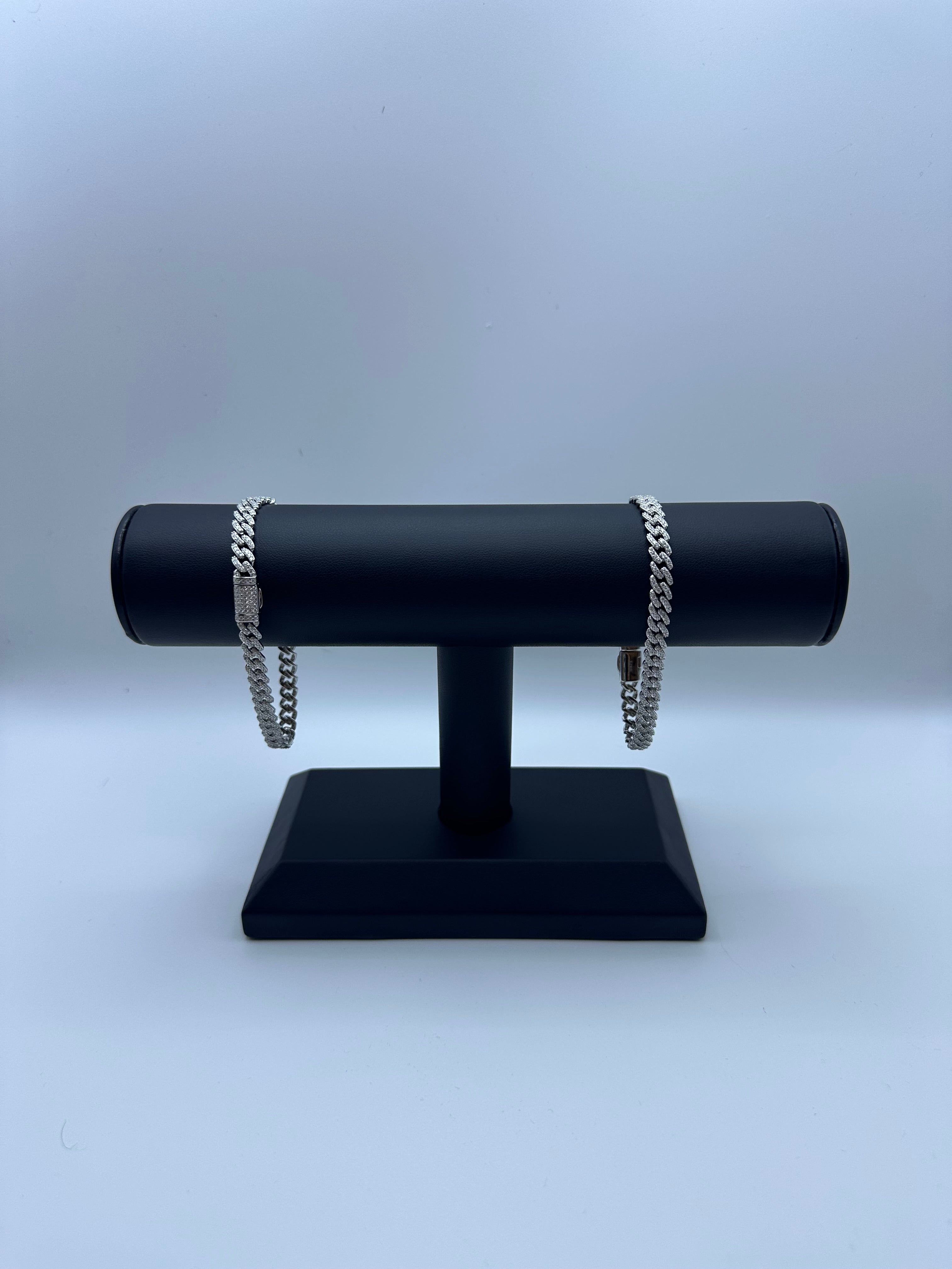 6mm Silver Moissanite Cuban Bracelet