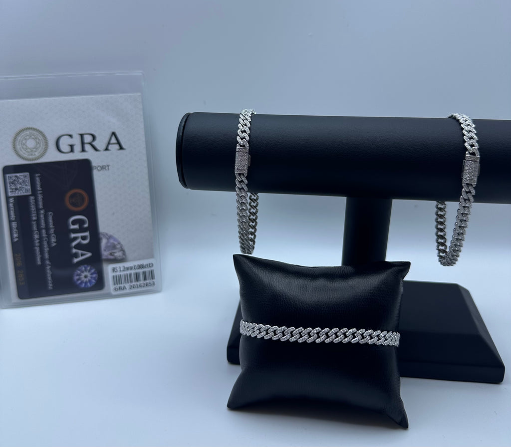6mm Silver Moissanite Cuban Bracelet
